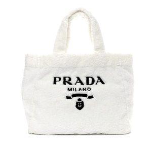 Prada: Re-Edition 2000 White Terry Cloth Maxi Tote
